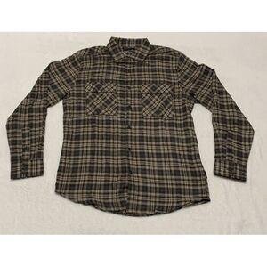 Kenneth Cole Flannel Brown Plaid Button Up Shirt Size Medium Slim Fit